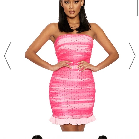 Pink polkadot mesh dress - Picture 2 of 4